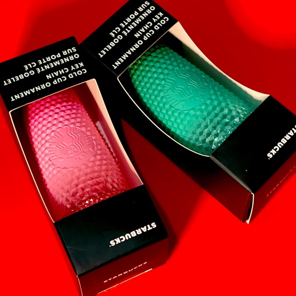 NWT SET✨2 Starbucks 2022🎄Holiday Gradient Bling Tumbler Keychain Ornaments - Picture 5 of 7